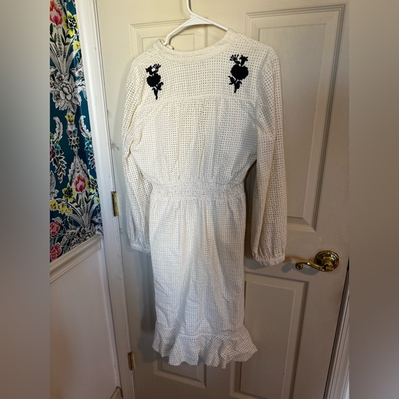 Anthropologie Hemant & Nandita embroidered eyelet V-neck dress 8 - Picture 7 of 7